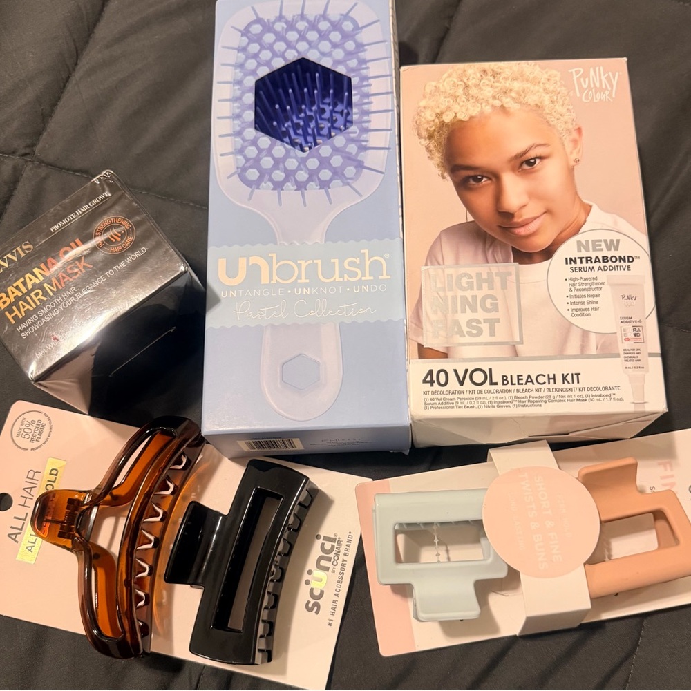 Hair Care 5 Piece Custom Bundle With Batana Hair Mask, Scunci Clips + Bleach Kit